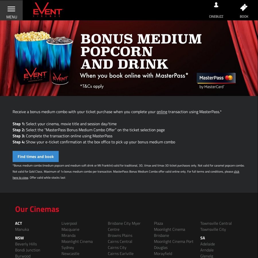 event cinema combo deals